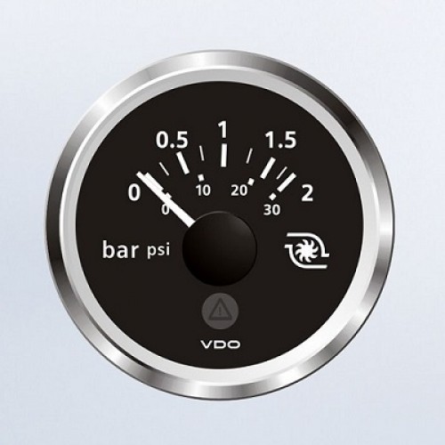Турбо притисок, 0-2 bar / 0 - 30 psi, 10-184 Ω, Ø52 mm (две скали)