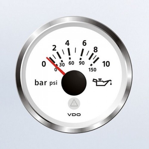 Притисок на моторно масло, 0-10 bar / 0 - 150 psi, 10-184 Ω, Ø52 mm (две скали)