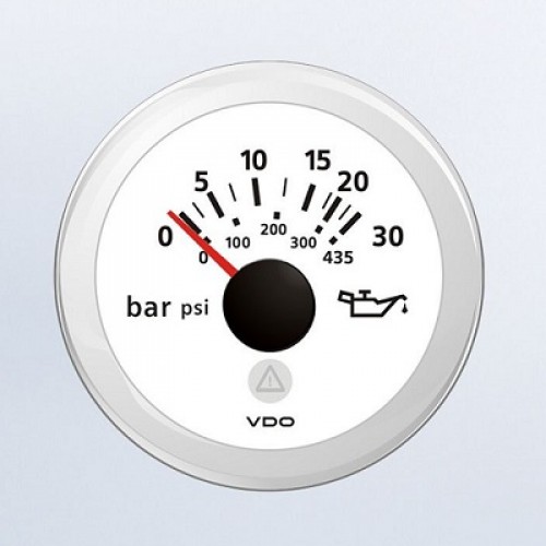 Притисок на моторно масло, 0 - 30 bar / 0-435 psi, 10-184 Ω, Ø52 mm (две скали)