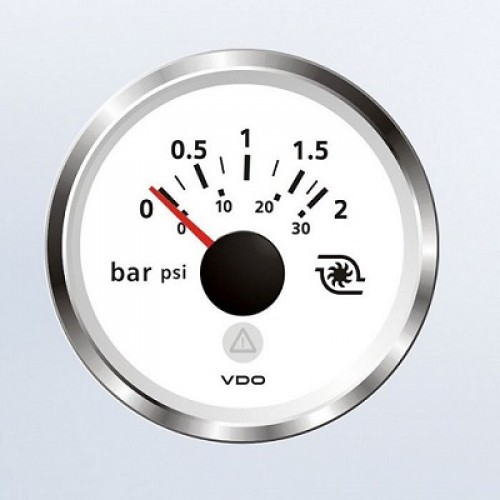 Турбо притисок, 0-2 bar / 0 - 30 psi, 10-184 Ω, Ø52 mm (две скали)